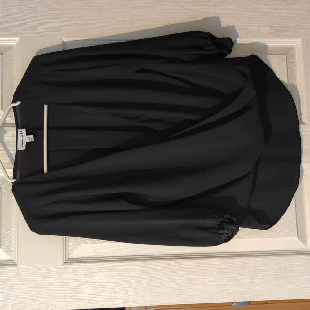 Black Blouse Veronica M Low Cut Sleeves